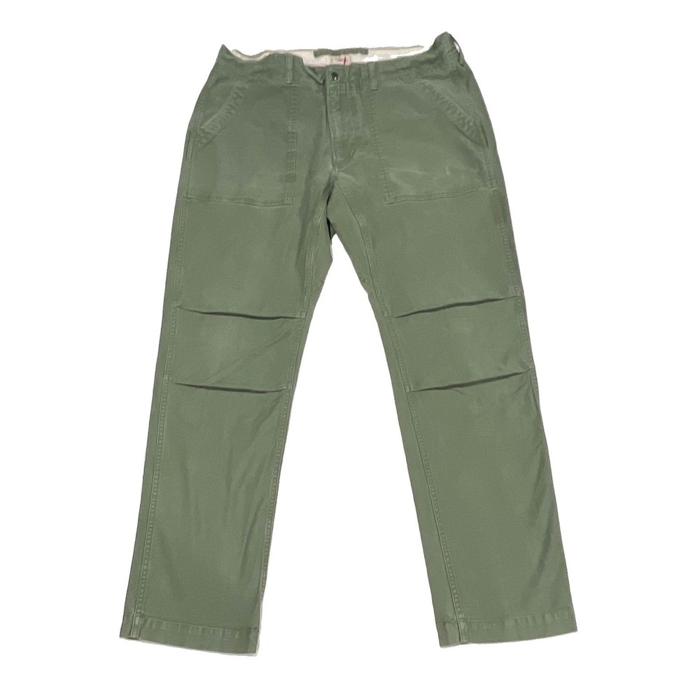 Relwen Mens Fatigue Utility Pants Olive Green Articulated Knee Size 38 Cotton